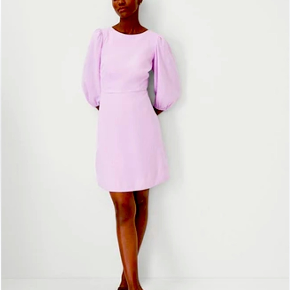 ANN TAYLOR Linen Blend Balloon Sleeve Dress